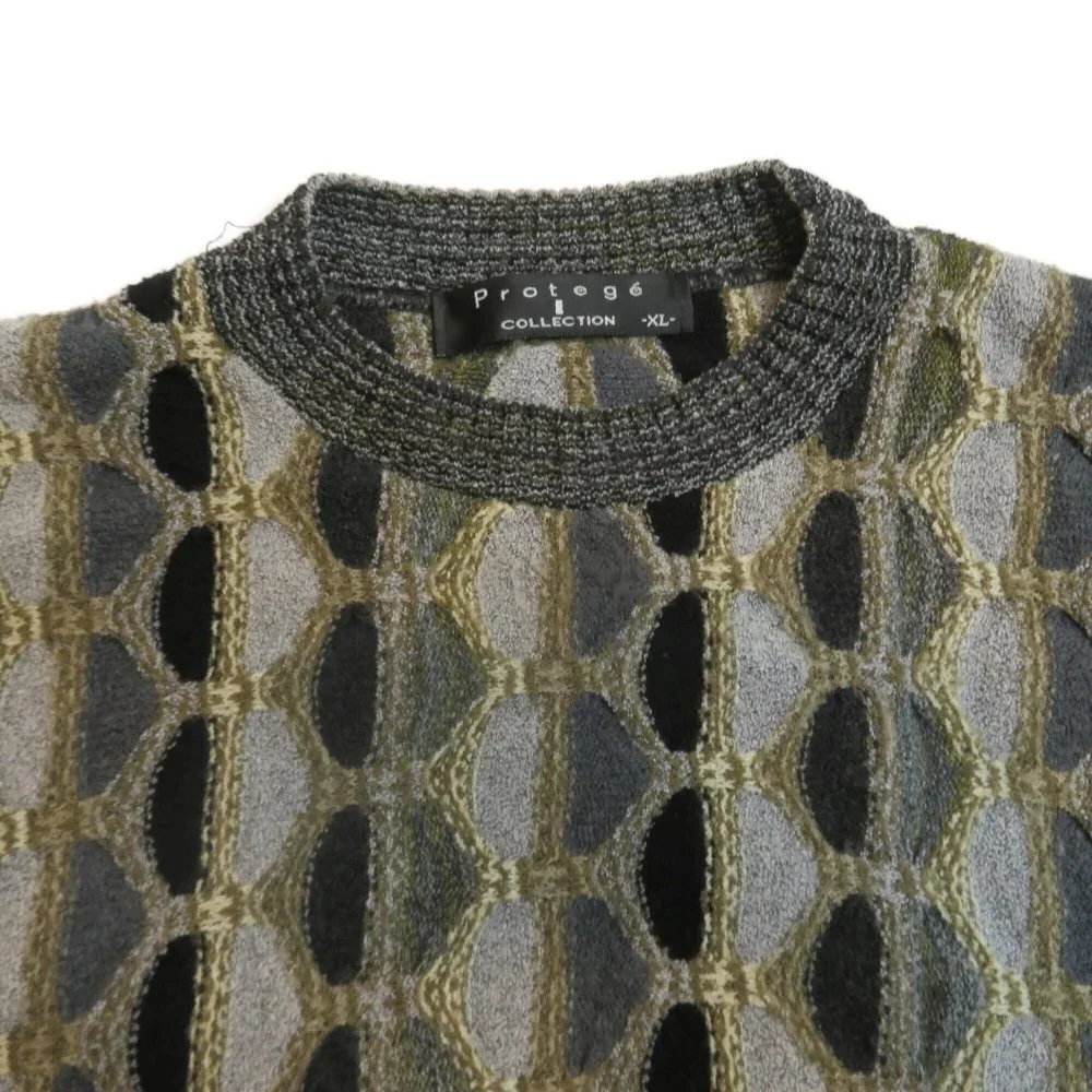 Protege Vintage 3D Knit Crewneck Sweater Mens XL‎ Cosby Pullover. Textured